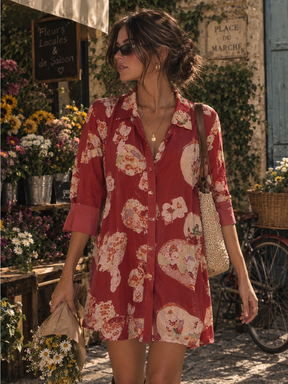 Citron Santa Monica Red Linen Tunic